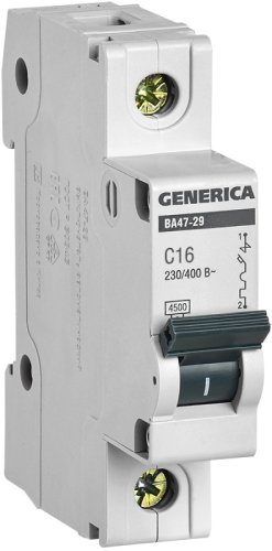 Выключатель автоматический IEK GENERICA ВА47-29 1п 16А C 4,5кА картинка